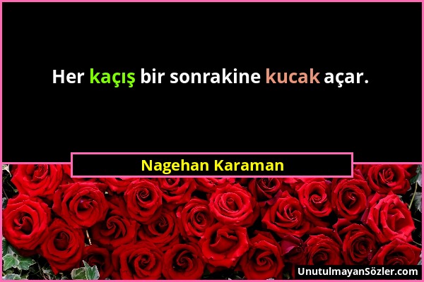 Nagehan Karaman - Her kaçış bir sonrakine kucak açar....