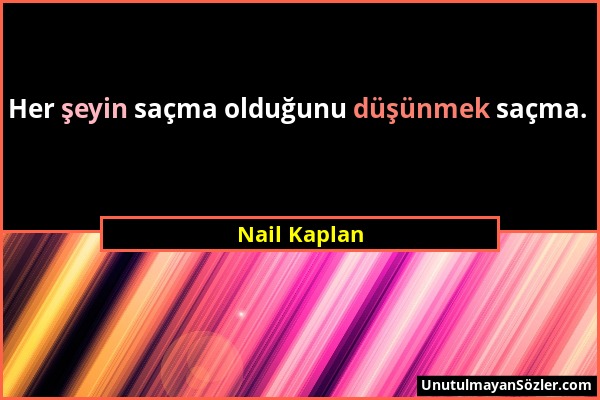 Nail Kaplan - Her şeyin saçma olduğunu düşünmek saçma....