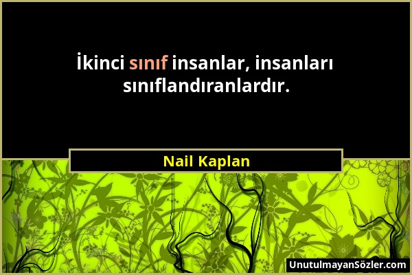 Nail Kaplan - İkinci sınıf insanlar, insanları sınıflandıranlardır....