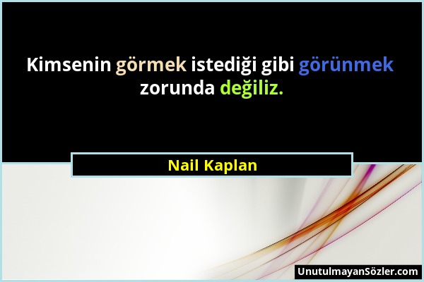 Nail Kaplan - Kimsenin görmek istediği gibi görünmek zorunda değiliz....