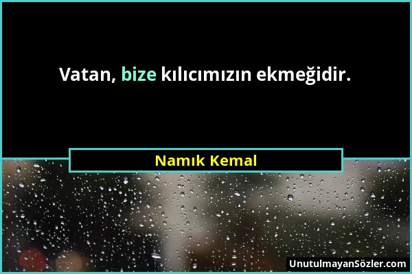 Namık Kemal - Vatan, bize kılıcımızın ekmeğidir....