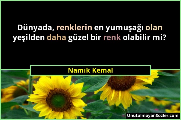 Namık Kemal - Dünyada, renklerin en yumuşağı olan yeşilden daha güzel bir renk olabilir mi?...