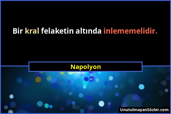 Napolyon - Bir kral felaketin altında inlememelidir....