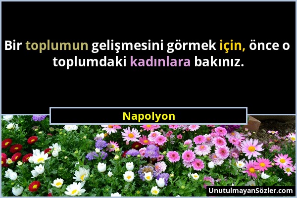 Napolyon - Bir toplumun gelişmesini görmek için, önce o toplumdaki kadınlara bakınız....