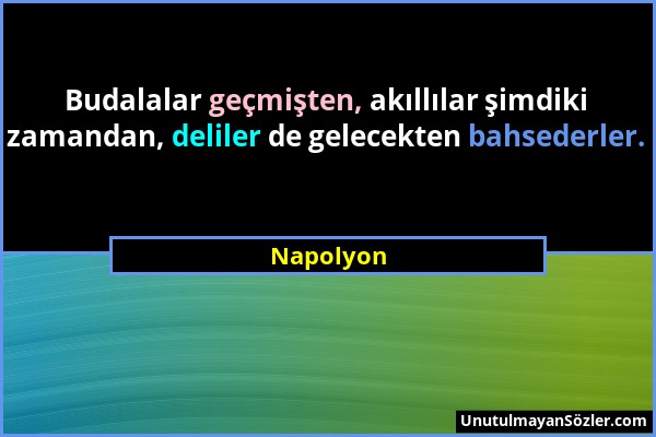 Napolyon - Budalalar geçmişten, akıllılar şimdiki zamandan, deliler de gelecekten bahsederler....