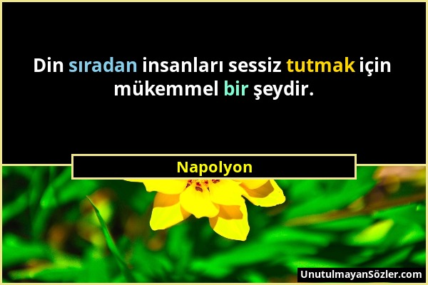 Napolyon - Din sıradan insanları sessiz tutmak için mükemmel bir şeydir....