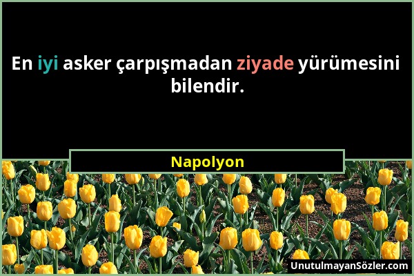 Napolyon - En iyi asker çarpışmadan ziyade yürümesini bilendir....