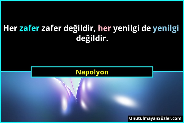 Napolyon - Her zafer zafer değildir, her yenilgi de yenilgi değildir....