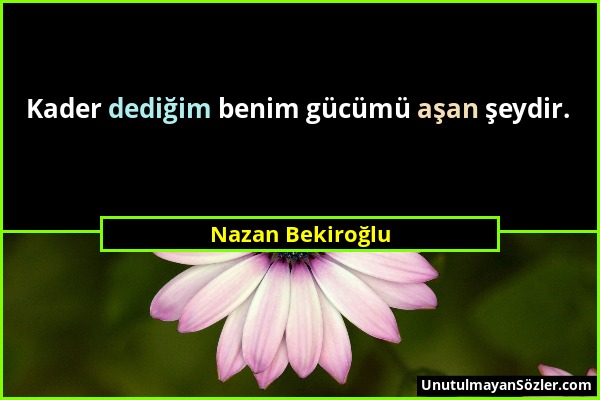 Nazan Bekiroğlu - Kader dediğim benim gücümü aşan şeydir....