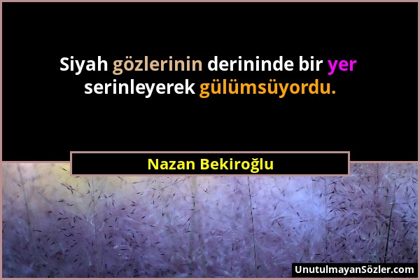 Nazan Bekiroğlu - Siyah gözlerinin derininde bir yer serinleyerek gülümsüyordu....