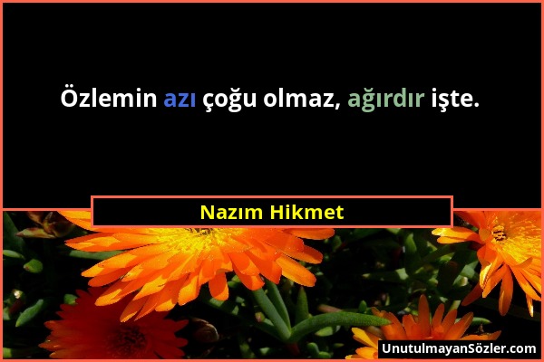 Nazım Hikmet - Özlemin azı çoğu olmaz, ağırdır işte....