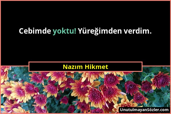 Nazım Hikmet - Cebimde yoktu! Yüreğimden verdim....