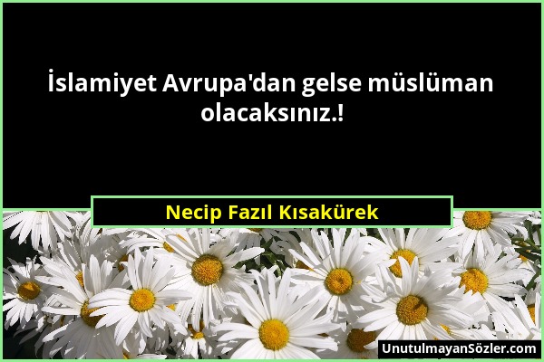 Necip Fazıl Kısakürek - İslamiyet Avrupa'dan gelse müslüman olacaksınız.!...