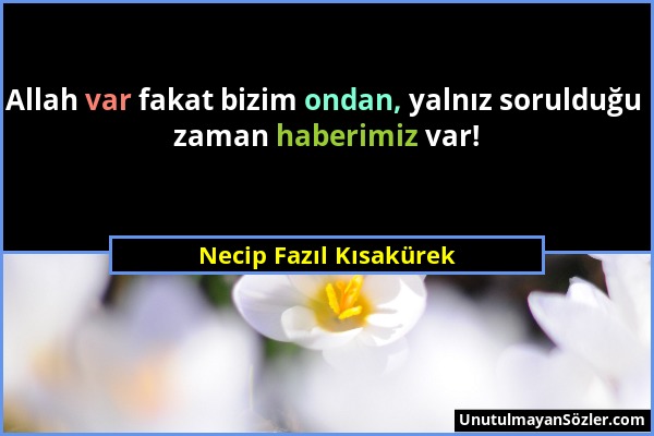 Necip Fazıl Kısakürek - Allah var fakat bizim ondan, yalnız sorulduğu zaman haberimiz var!...