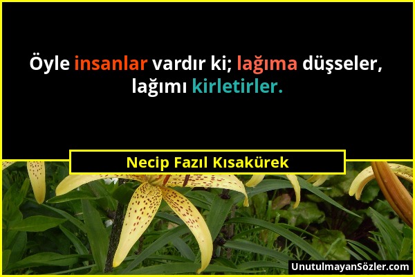 Necip Fazıl Kısakürek - Öyle insanlar vardır ki; lağıma düşseler, lağımı kirletirler....