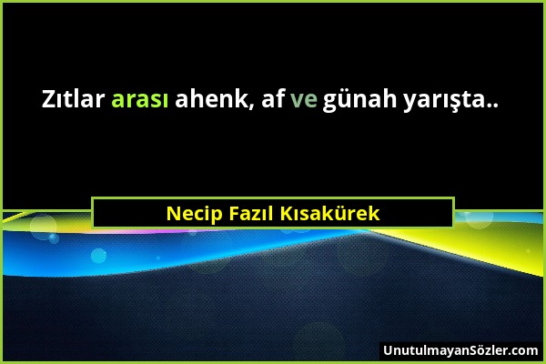 Necip Fazıl Kısakürek - Zıtlar arası ahenk, af ve günah yarışta.....