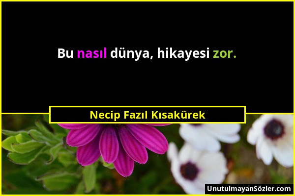 Necip Fazıl Kısakürek - Bu nasıl dünya, hikayesi zor....