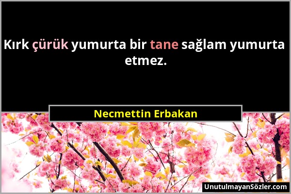 Necmettin Erbakan - Kırk çürük yumurta bir tane sağlam yumurta etmez....