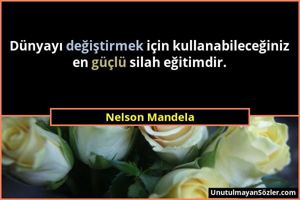 Nelson Mandela - Dünyayı değiştirmek için kullanabileceğiniz en güçlü silah eğitimdir....