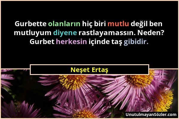 Neşet Ertaş - Gurbette olanların hiç biri mutlu değil ben mutluyum diyene rastlayamassın. Neden? Gurbet herkesin içinde taş gibidir....