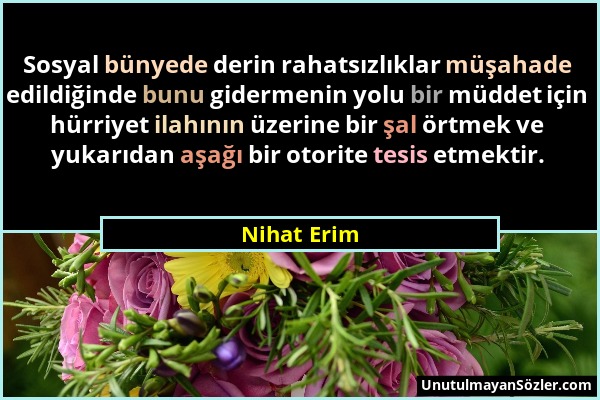 Nihat Erim - Sosyal bünyede derin rahatsızlıklar müşahade edildiğinde bunu gidermenin yolu bir müddet için hürriyet ilahının üzerine bir şal örtmek ve...