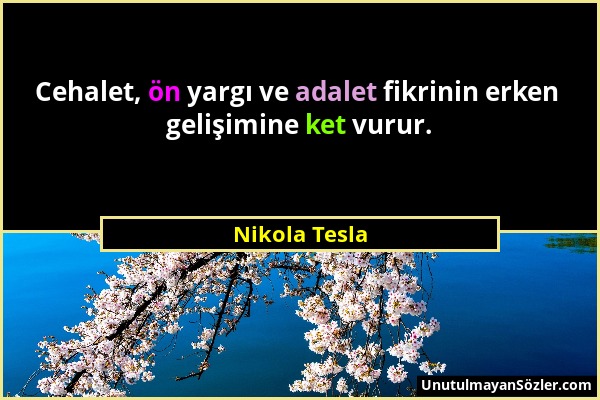 Nikola Tesla - Cehalet, ön yargı ve adalet fikrinin erken gelişimine ket vurur....