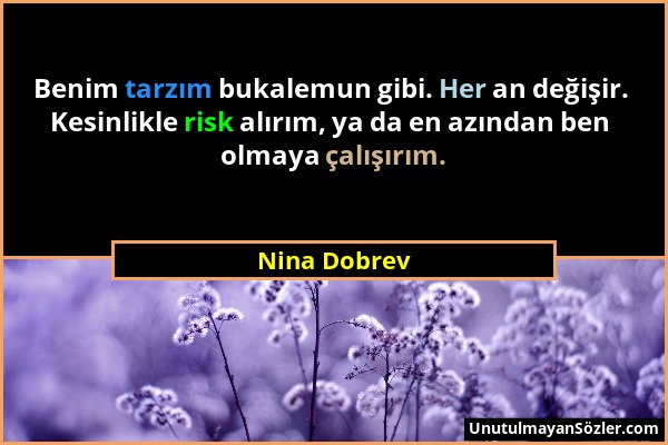 Nina Dobrev - Benim tarzım bukalemun gibi. Her an değişir. Kesinlikle risk alırım, ya da en azından ben olmaya çalışırım....