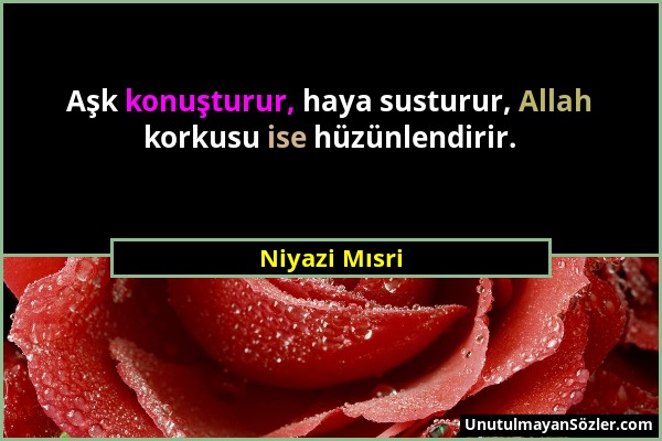 Niyazi Mısri - Aşk konuşturur, haya susturur, Allah korkusu ise hüzünlendirir....