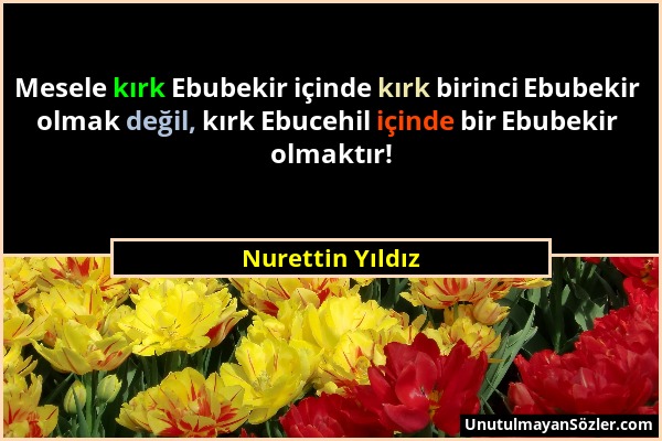 Nurettin Yıldız - Mesele kırk Ebubekir içinde kırk birinci Ebubekir olmak değil, kırk Ebucehil içinde bir Ebubekir olmaktır!...