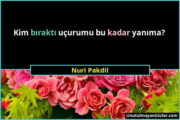 Nuri Pakdil - Kim bıraktı uçurumu bu kadar yanıma?...