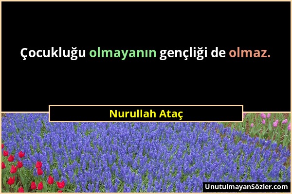 Nurullah Ataç - Çocukluğu olmayanın gençliği de olmaz....