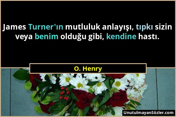 O. Henry - James Turner'ın mutluluk anlayışı, tıpkı sizin veya benim olduğu gibi, kendine hastı....