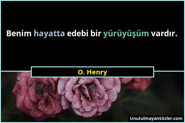 O. Henry - Benim hayatta edebi bir yürüyüşüm vardır....