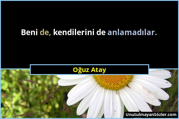 Oğuz Atay - Beni de, kendilerini de anlamadılar....