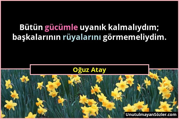 Oğuz Atay - Bütün gücümle uyanık kalmalıydım; başkalarının rüyalarını görmemeliydim....