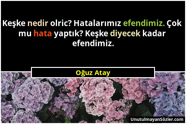 Oğuz Atay - Keşke nedir olric? Hatalarımız efendimiz. Çok mu hata yaptık? Keşke diyecek kadar efendimiz....