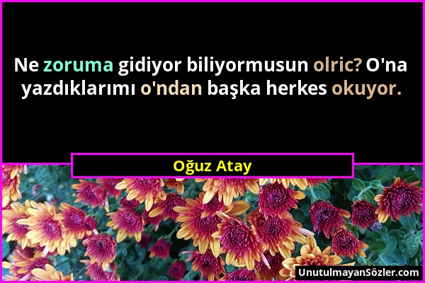 Oğuz Atay - Ne zoruma gidiyor biliyormusun olric? O'na yazdıklarımı o'ndan başka herkes okuyor....