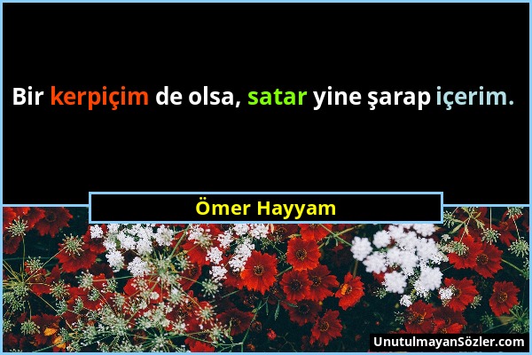 Ömer Hayyam - Bir kerpiçim de olsa, satar yine şarap içerim....