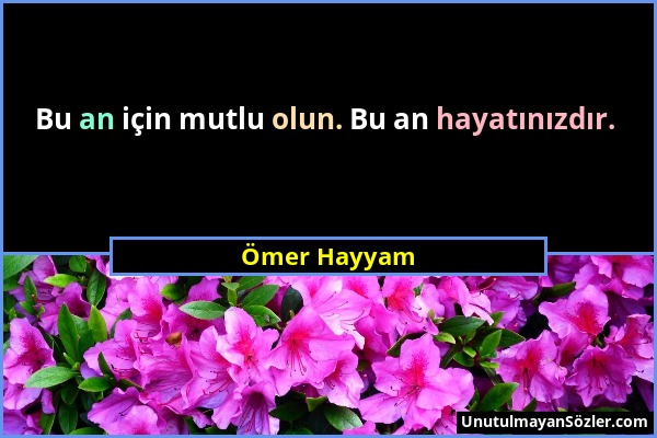 Ömer Hayyam - Bu an için mutlu olun. Bu an hayatınızdır....