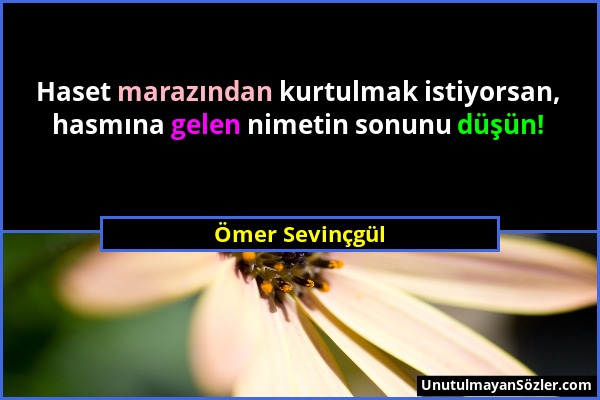 Ömer Sevinçgül - Haset marazından kurtulmak istiyorsan, hasmına gelen nimetin sonunu düşün!...