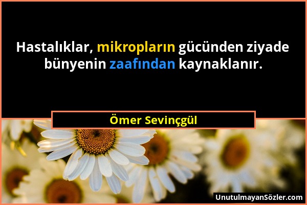 Ömer Sevinçgül - Hastalıklar, mikropların gücünden ziyade bünyenin zaafından kaynaklanır....