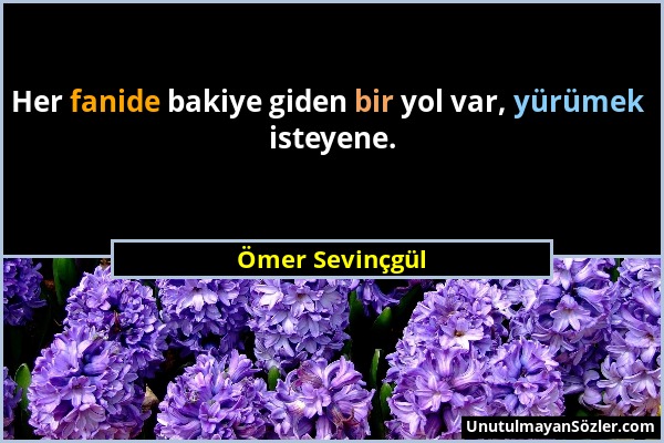 Ömer Sevinçgül - Her fanide bakiye giden bir yol var, yürümek isteyene....
