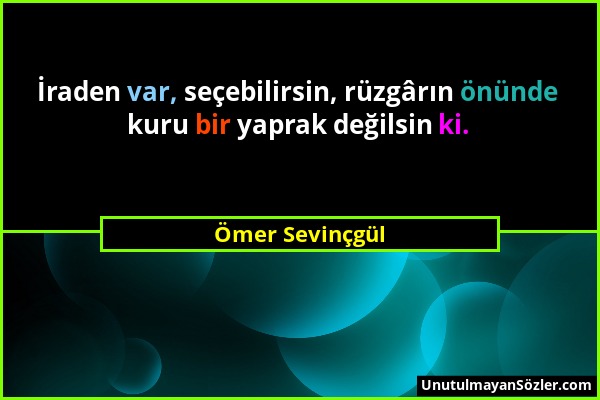 Ömer Sevinçgül - İraden var, seçebilirsin, rüzgârın önünde kuru bir yaprak değilsin ki....