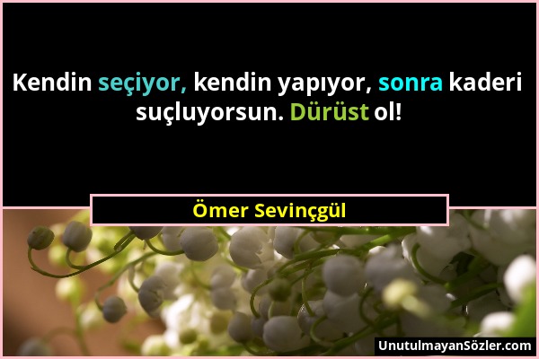 Ömer Sevinçgül - Kendin seçiyor, kendin yapıyor, sonra kaderi suçluyorsun. Dürüst ol!...