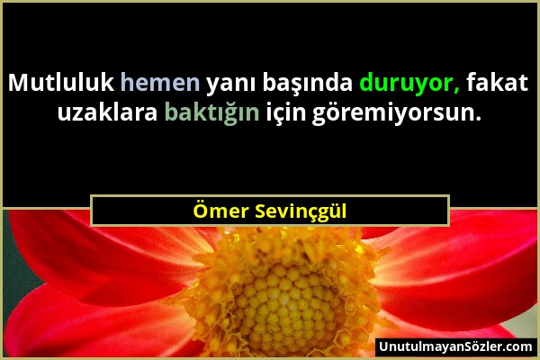 Ömer Sevinçgül - Mutluluk hemen yanı başında duruyor, fakat uzaklara baktığın için göremiyorsun....