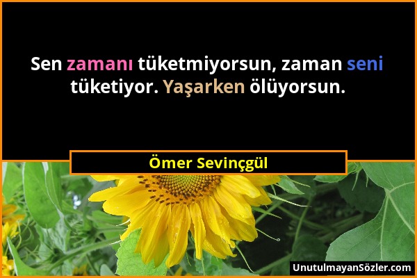 Ömer Sevinçgül - Sen zamanı tüketmiyorsun, zaman seni tüketiyor. Yaşarken ölüyorsun....