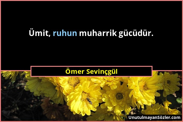 Ömer Sevinçgül - Ümit, ruhun muharrik gücüdür....