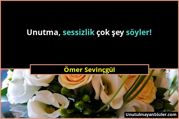 Ömer Sevinçgül - Unutma, sessizlik çok şey söyler!...