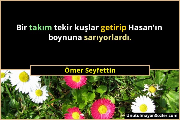 Ömer Seyfettin - Bir takım tekir kuşlar getirip Hasan'ın boynuna sarıyorlardı....