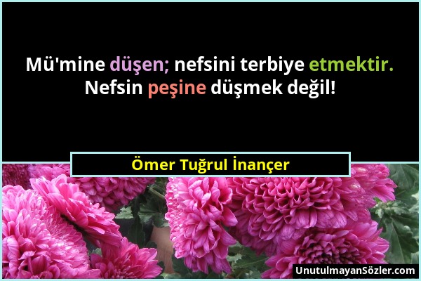 Ömer Tuğrul İnançer - Mü'mine düşen; nefsini terbiye etmektir. Nefsin peşine düşmek değil!...